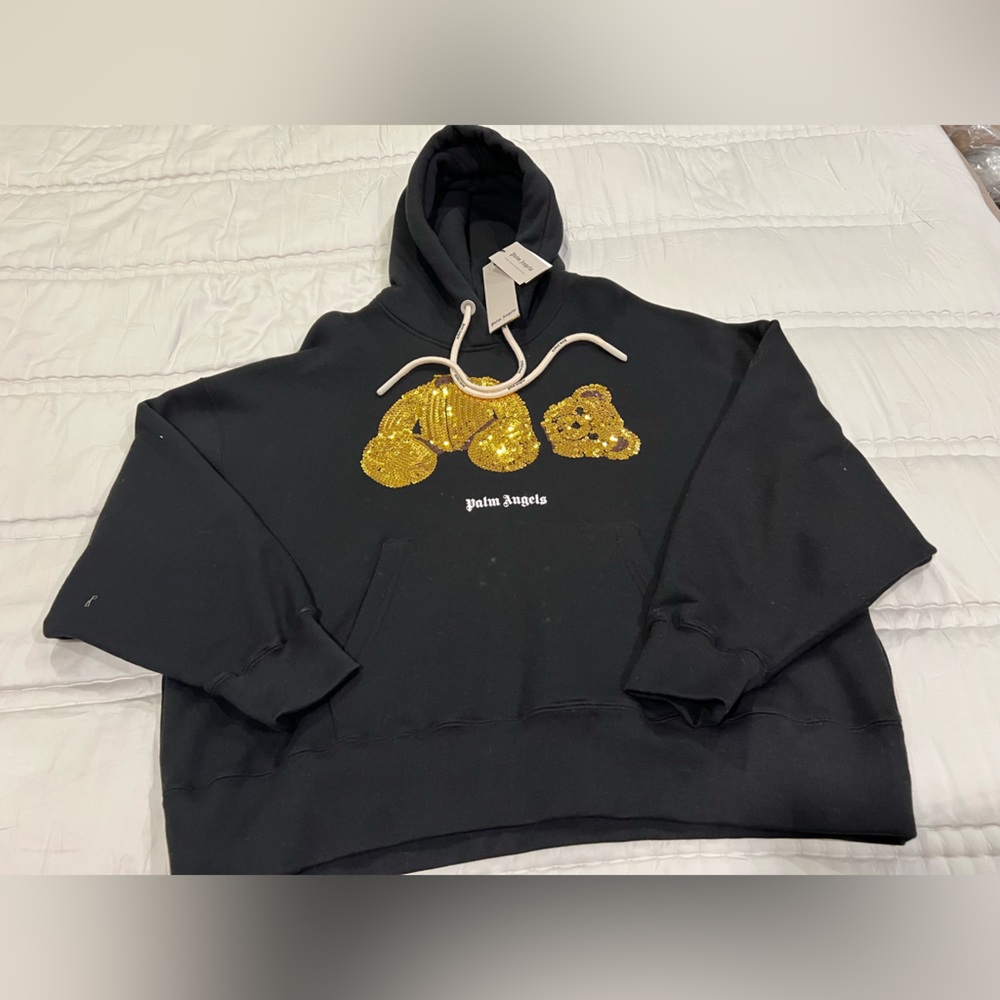 Palm Angels sequined-bear oversized hoodie